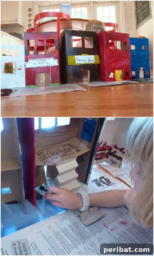 45 Clever Ways to Upcycle Cereal Boxes 41 Cereal Box Town for Imaginative Play