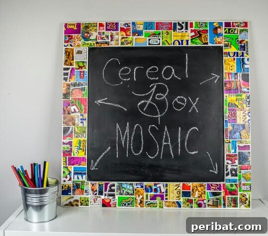 45 Clever Ways to Upcycle Cereal Boxes 44 Cereal Box Mosaic Picture Frame