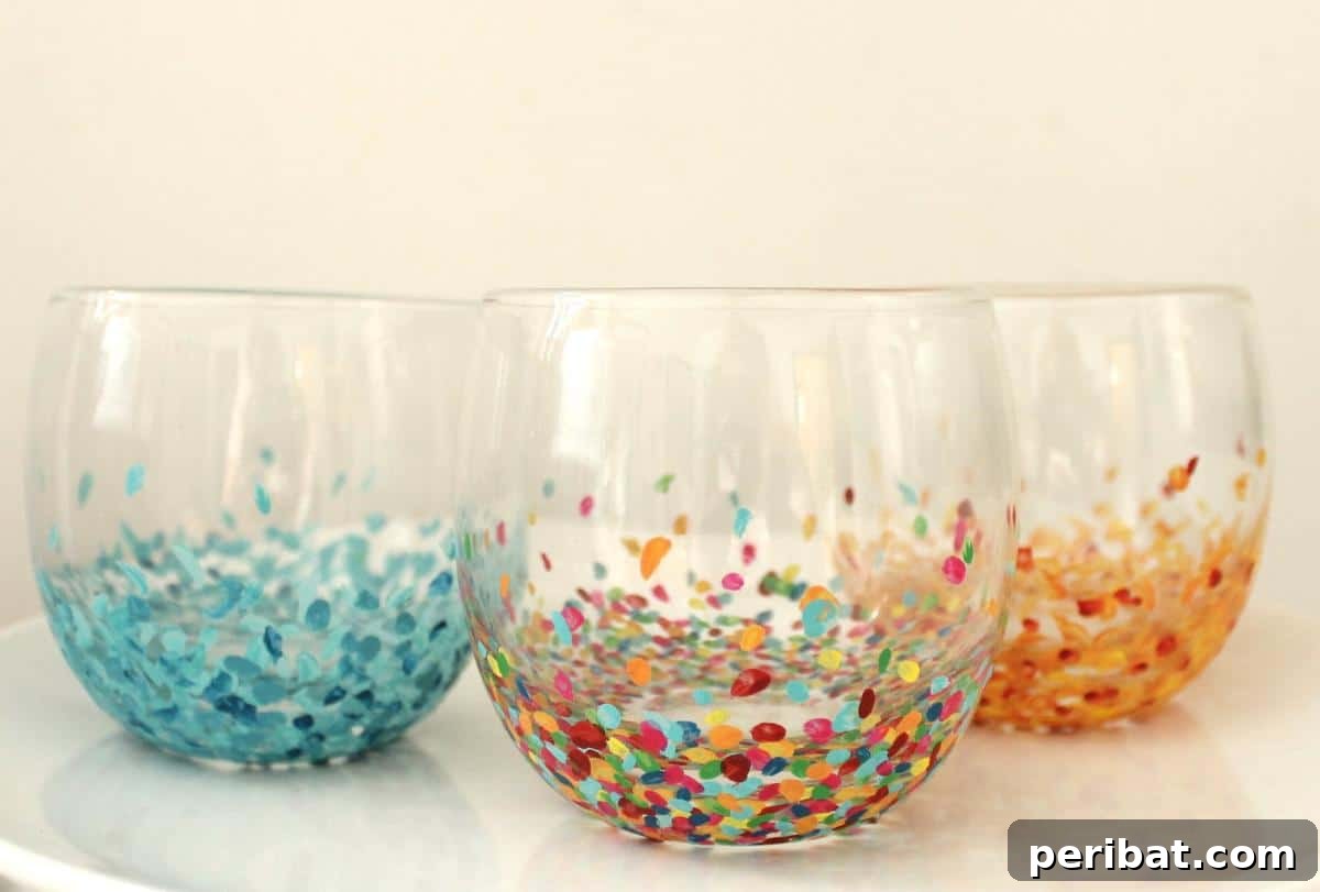 32 Clever Anthropologie Style DIY Projects 19 Easy Anthropologie Confetti Tumblers, colorful and festive drinking glasses.