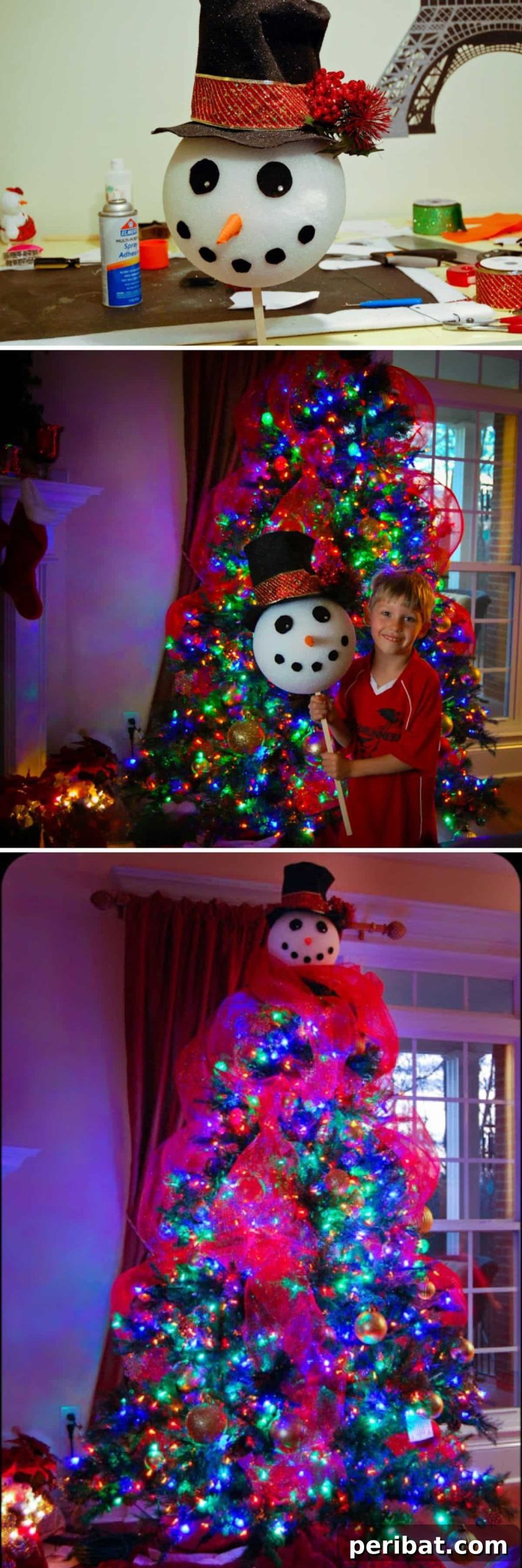 Crown Your Christmas Tree with 15 Festive DIY Topper Designs 15 DIY Smiling Snowman Tree Topper