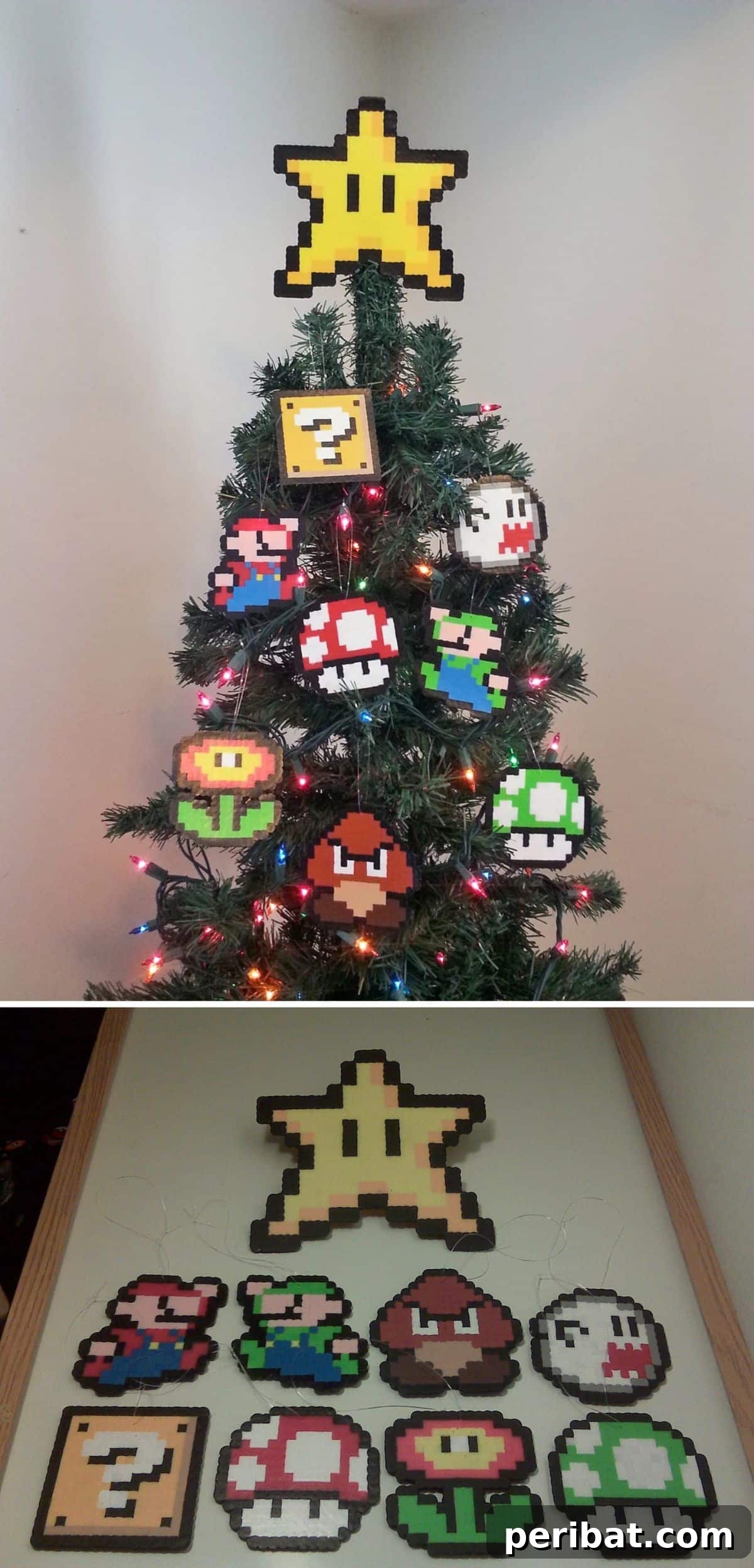 Crown Your Christmas Tree with 15 Festive DIY Topper Designs 7 Videogame Inspired Perler Bead Tree Toppers