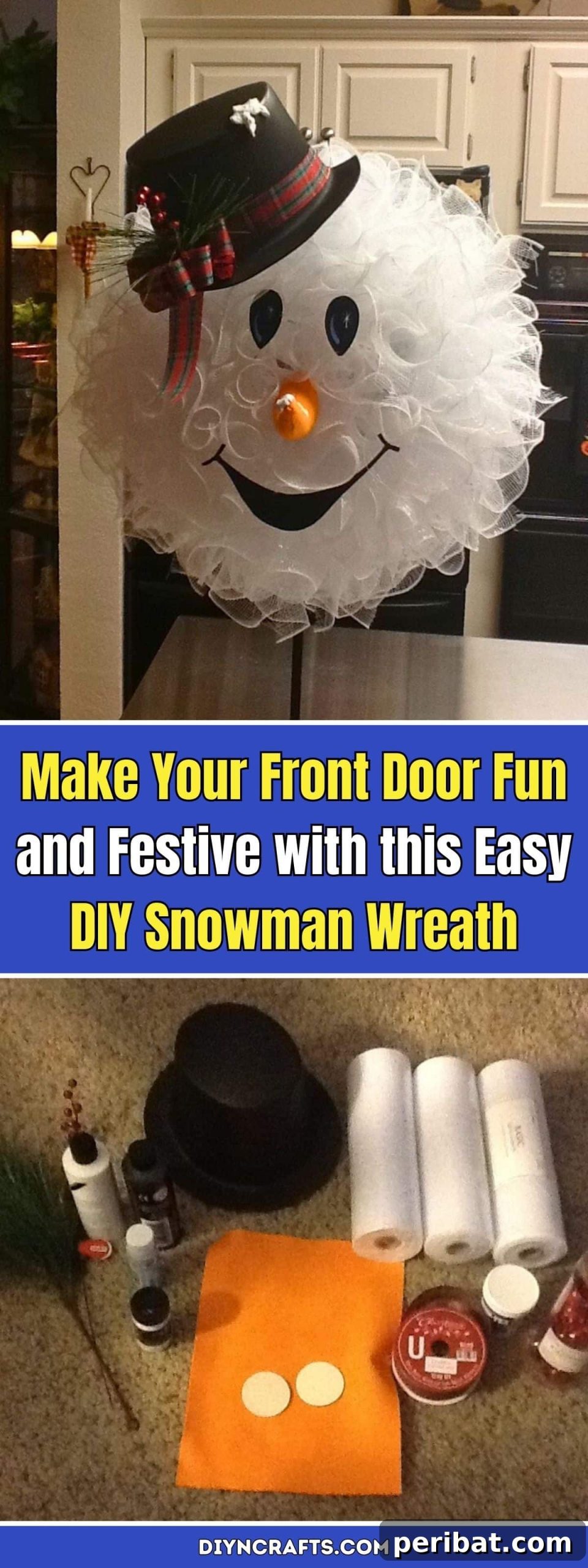 DIY Holiday Door Decorating Ideas for a Joyful Welcome 4 Craft a delightful and festive DIY Snowman Wreath to add a whimsical touch to your front door this Christmas season, perfect for spreading cheer