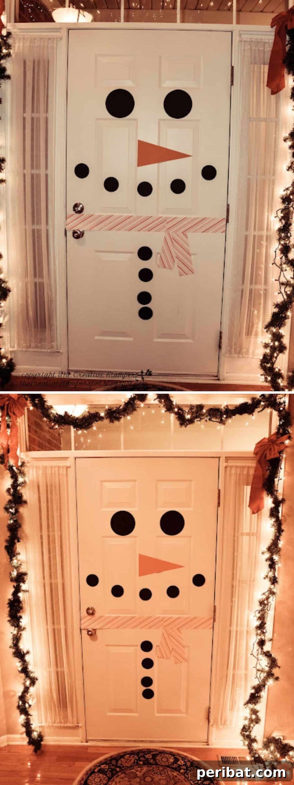 DIY Holiday Door Decorating Ideas for a Joyful Welcome 6 Transform your entire front door into a cheerful DIY Snowman Entry Door decoration, ideal for welcoming holiday guests with whimsical charm