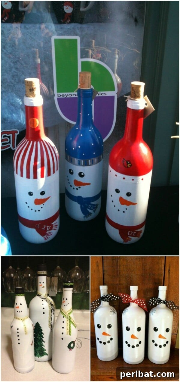 Snowmen Painted Bottles