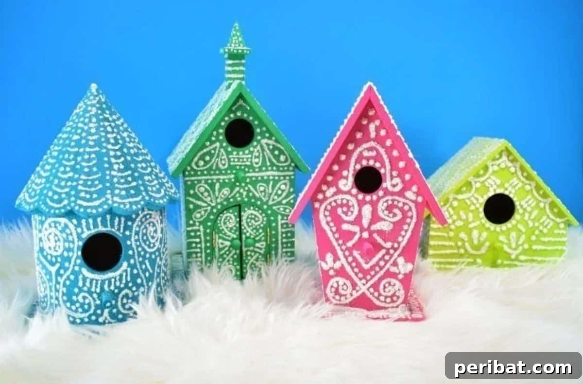 DIY Iced Faux Gingerbread Birdhouses