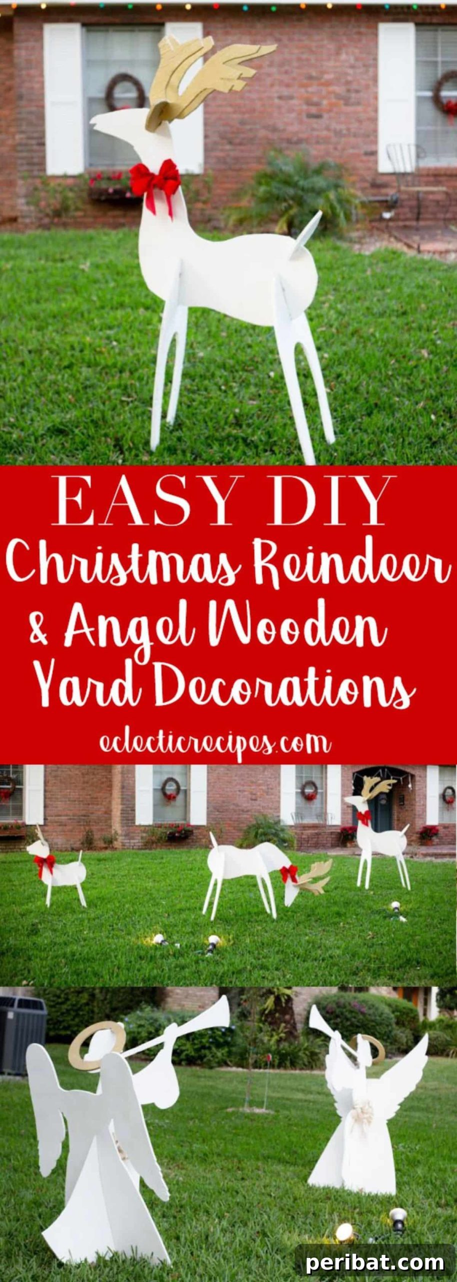 Christmas Reindeer and Angel Wooden Yard Decorations DIY