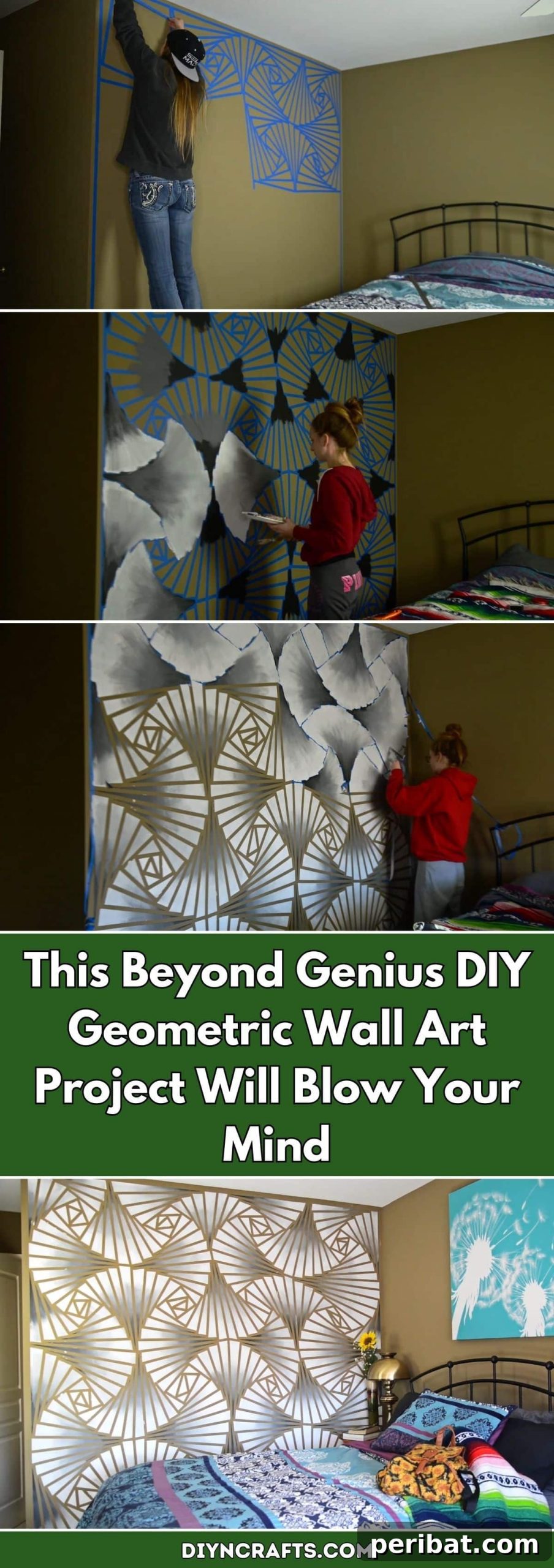 This Beyond Genius DIY Geometric Wall Art Project Will Blow Your Mind pinterest image