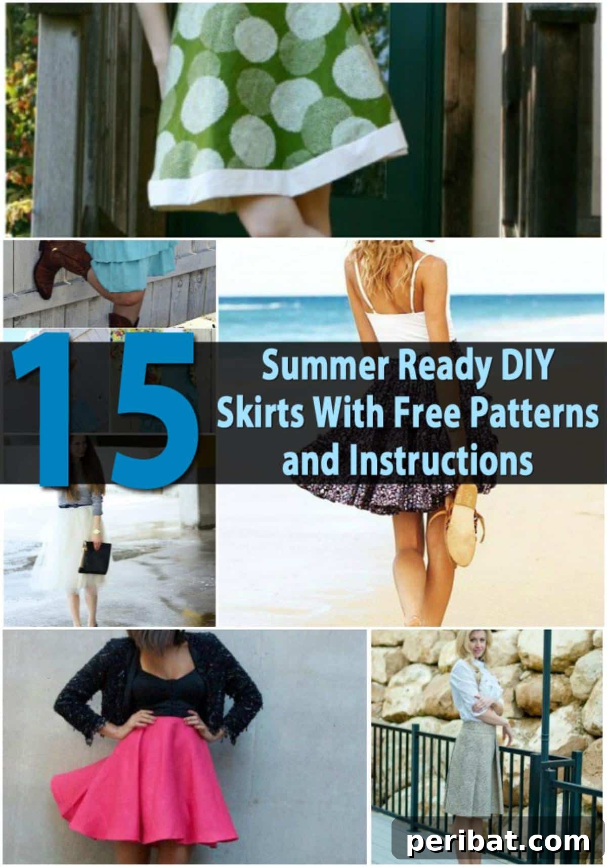 Craft 15 Chic Summer Skirts: Free DIY Patterns and Tutorials 2 Top 15 Summer Ready DIY Skirts With Free Patterns and Instructions, showcasing a vibrant collection of handmade skirts in various styles and colors for summer fashion.