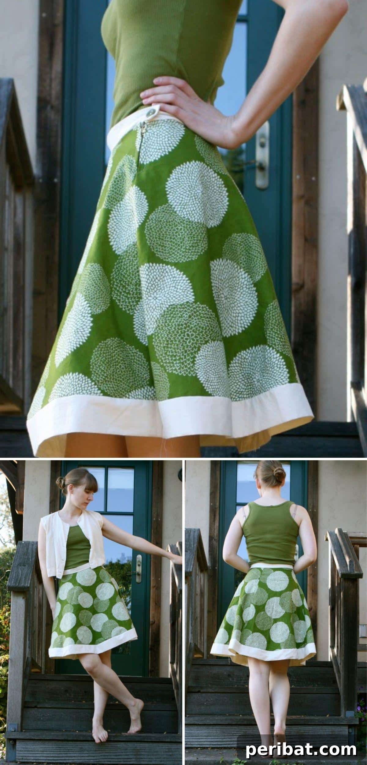 Craft 15 Chic Summer Skirts: Free DIY Patterns and Tutorials 12 DIY Hemless A-line Skirt collage, showing a clean, simple A-line skirt without a visible hem, offering a modern and minimalist aesthetic.