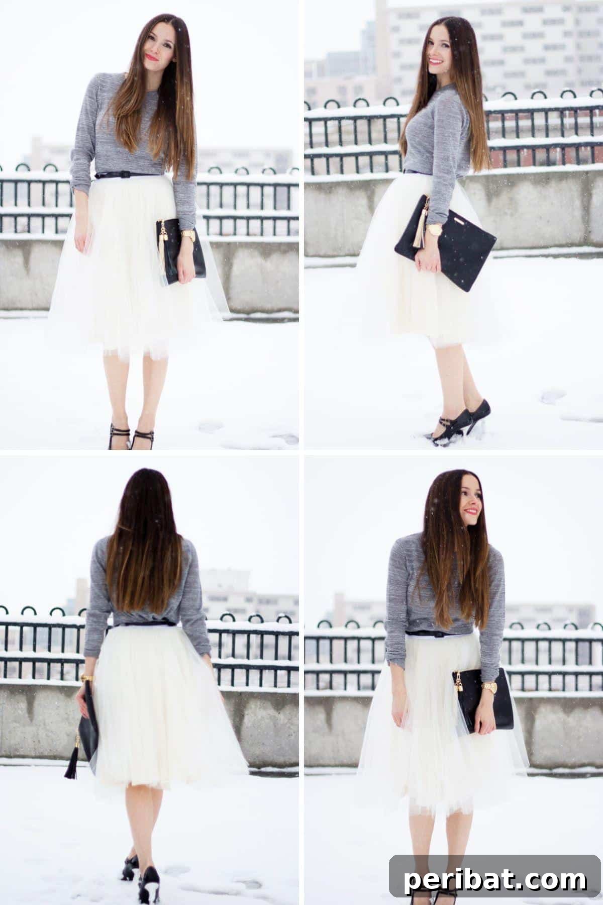 Craft 15 Chic Summer Skirts: Free DIY Patterns and Tutorials 15 DIY Tulle Skirt collage, showing a light and airy tulle skirt, creating a whimsical and ballet-inspired look, perfect for special occasions or playful outfits.