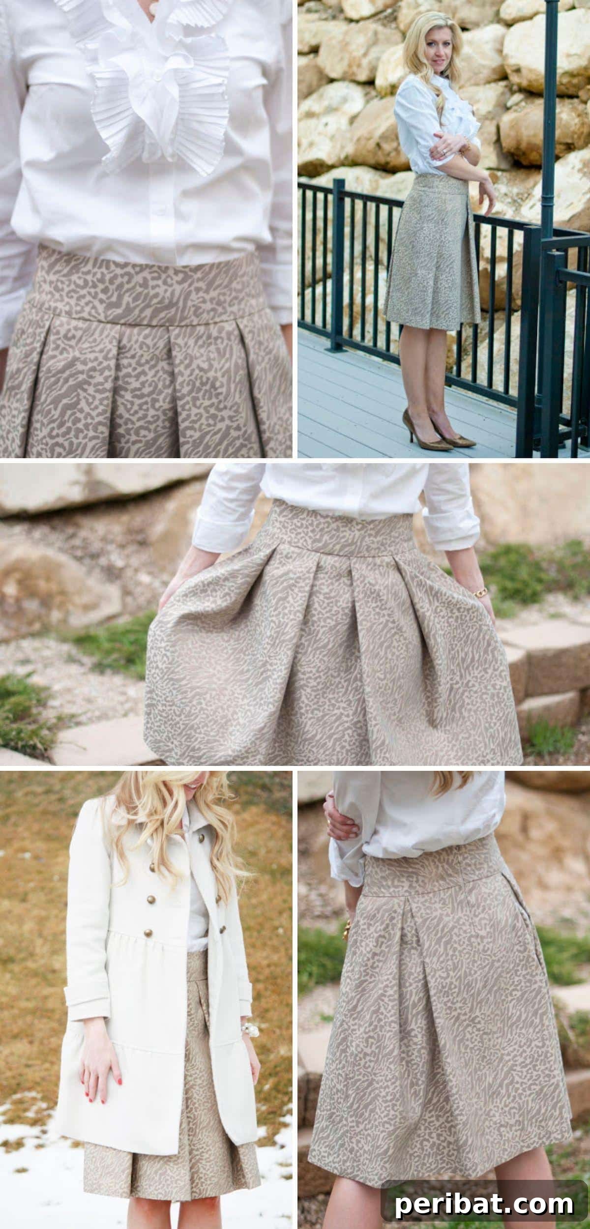 Craft 15 Chic Summer Skirts: Free DIY Patterns and Tutorials 3 The Gilded Skirt collage, showing a stylish, possibly metallic or embellished skirt, perfect for adding a luxurious touch to any outfit.