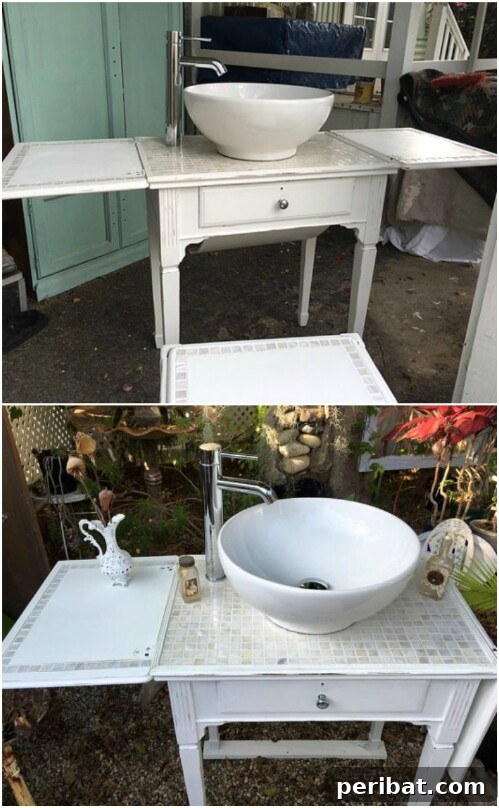 Creative Sewing Machine Table Bathroom Vanity Idea