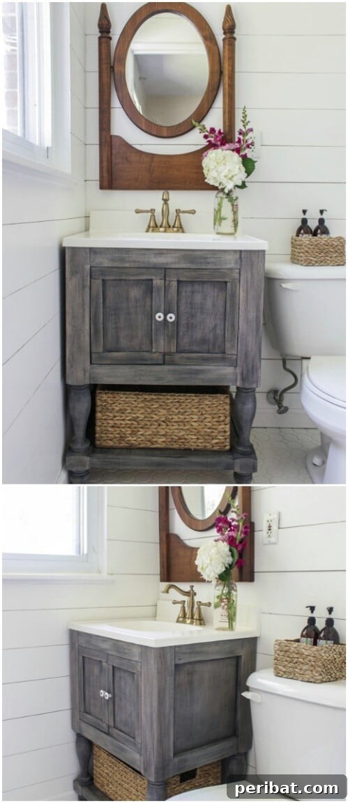 Build a DIY Rustic Farmhouse Bathroom Vanity with Vintage Appeal
