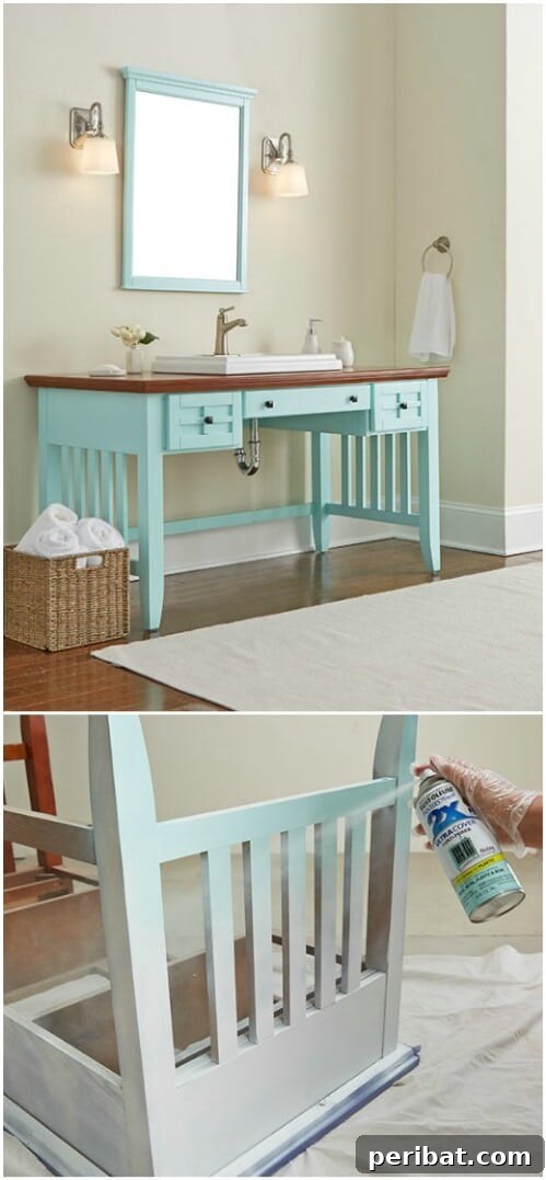 Creative Repurposed Old Desk into a Bathroom Vanity