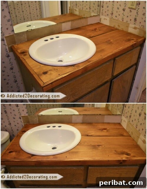 Budget-Friendly DIY Wood Vanity Countertop for Bathroom