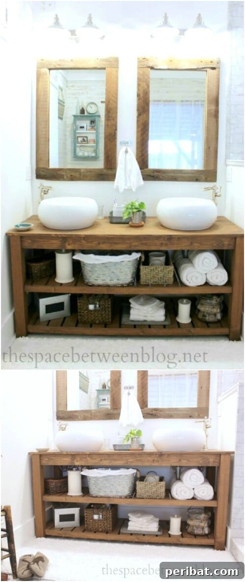 Easy DIY Reclaimed Wood Bathroom Vanity with Open Storage