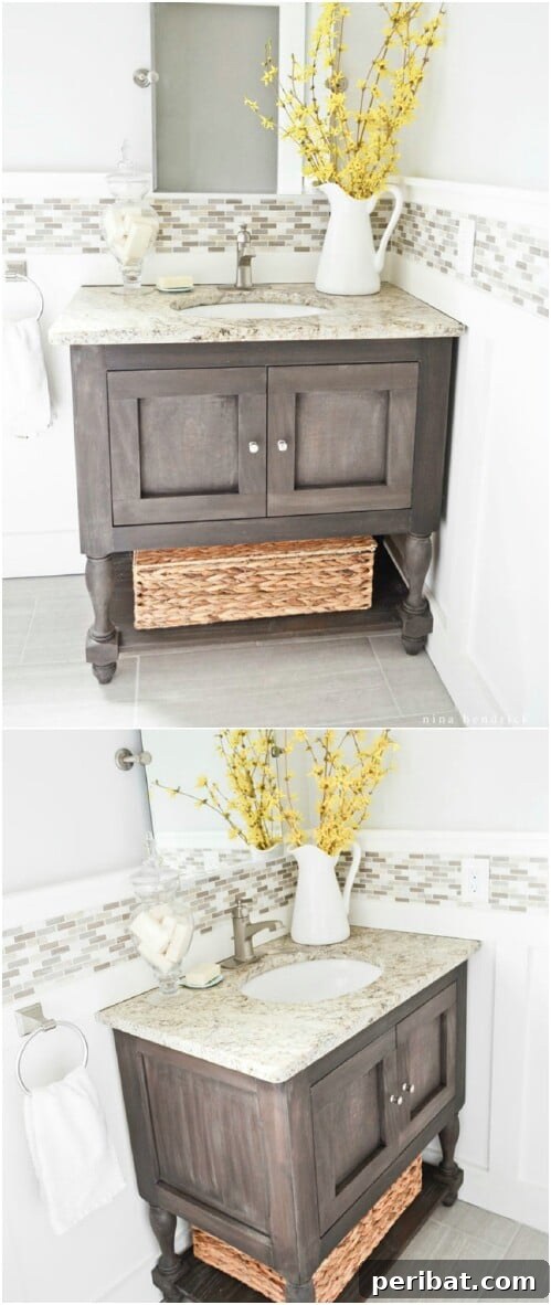 DIY Pottery Barn Inspired Bathroom Vanity Console