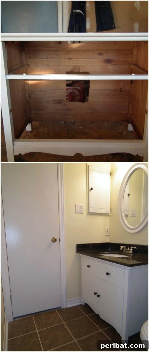 Elegant Repurposed Dresser as a Bathroom Vanity