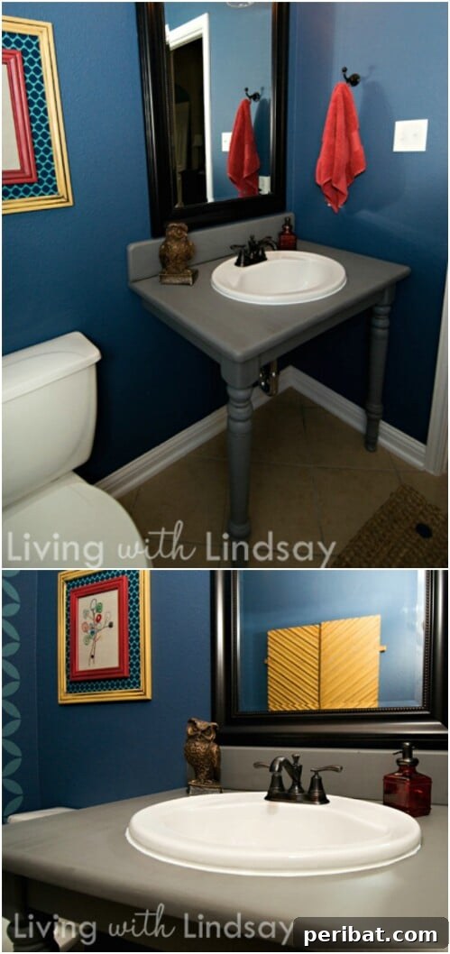 Innovative Dining Table Repurposed into Bathroom Vanity