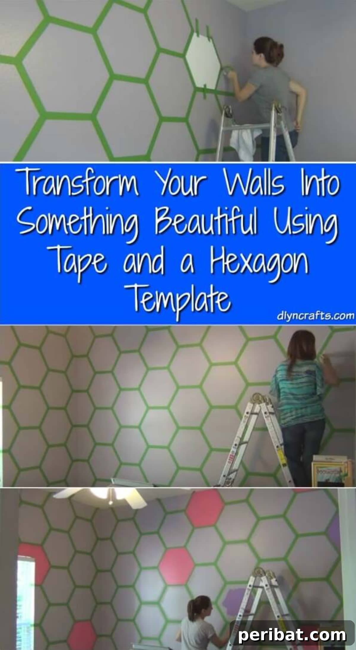 Transform Your Walls Into Something Beautiful Using Tape and a Hexagon Template