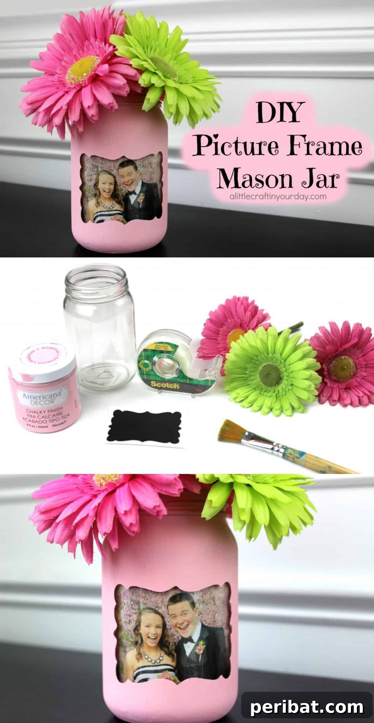 25 Inspiring Photo Crafts: Transform Memories into Decor 15 DIY Mason Jar Picture Frame