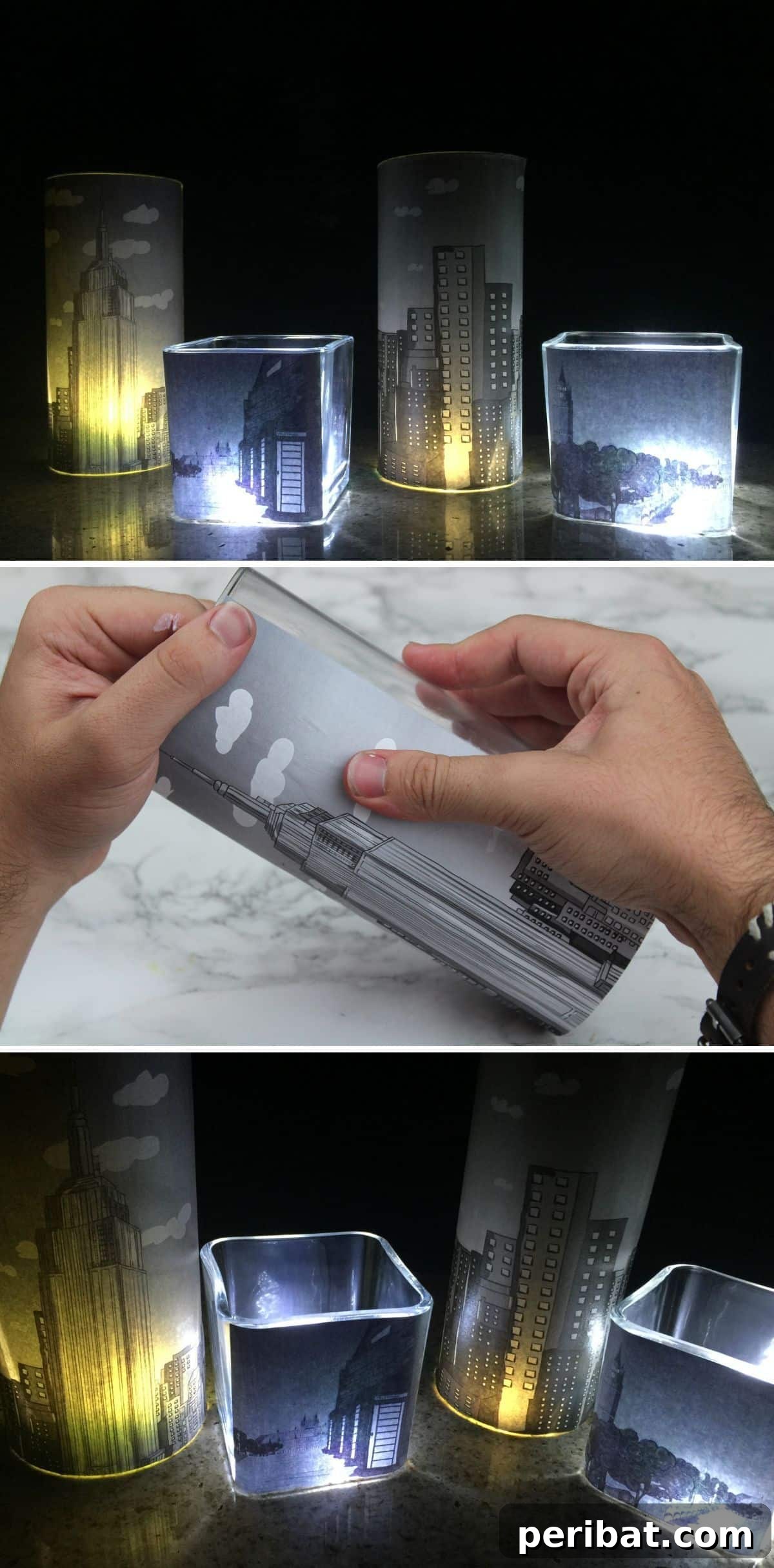 25 Inspiring Photo Crafts: Transform Memories into Decor 17 DIY Cityscape Luminaries