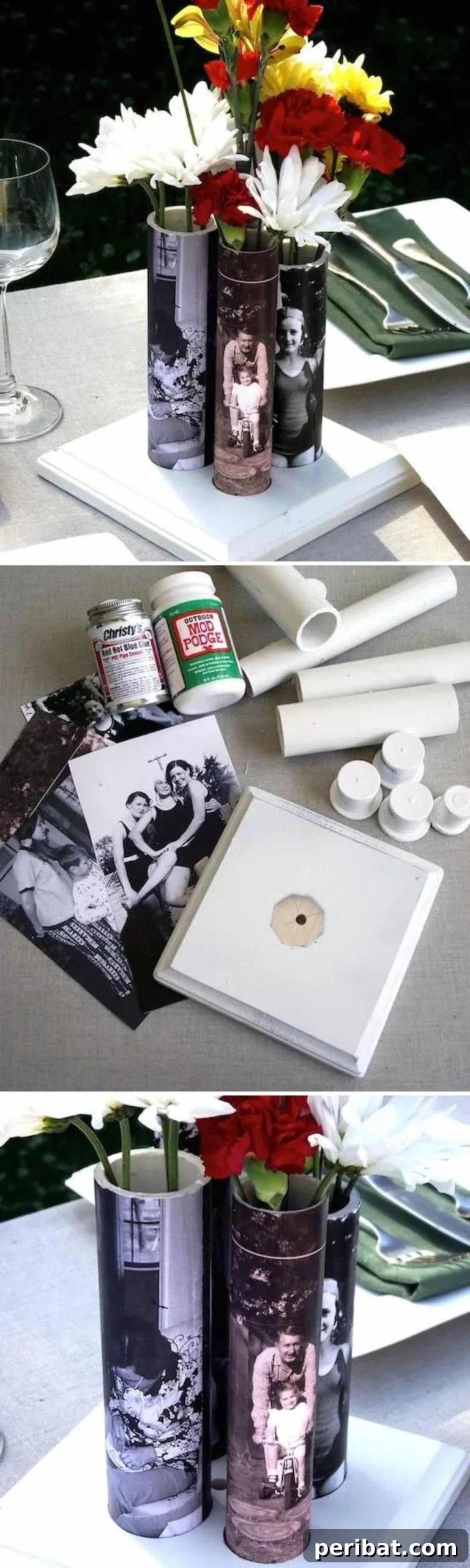 25 Inspiring Photo Crafts: Transform Memories into Decor 18 DIY PVC Pipe Picture Vases