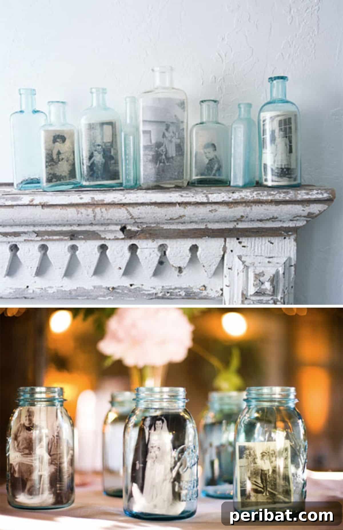 25 Inspiring Photo Crafts: Transform Memories into Decor 27 Vintage Bottle Photo Displays