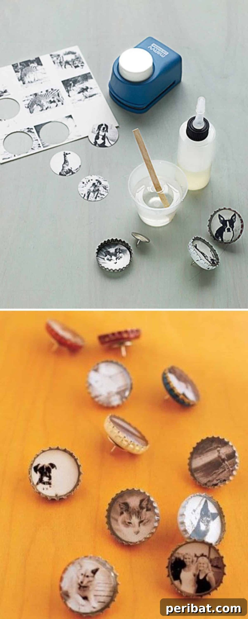 25 Inspiring Photo Crafts: Transform Memories into Decor 4 Bottle Cap Photo Magnets