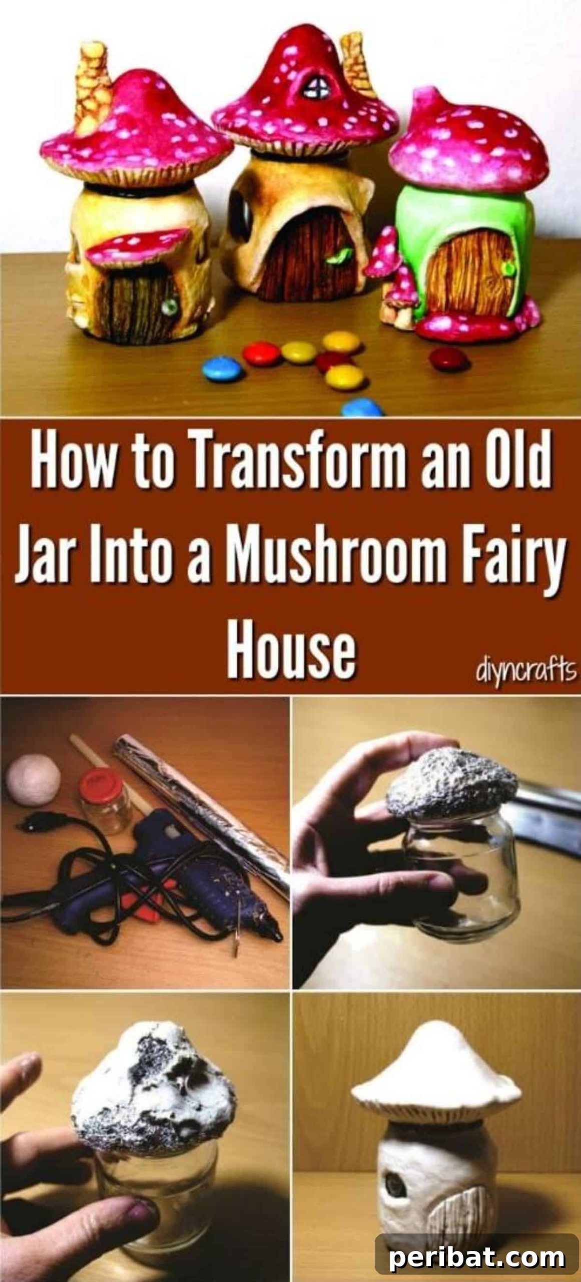Unlock Whimsy Turn an Old Jar Into a Mushroom Fairy Dwelling 2 How to transform an old glass jar into a captivating mushroom fairy house. A perfect DIY craft project for all ages, featuring creative clay sculpting and painting.