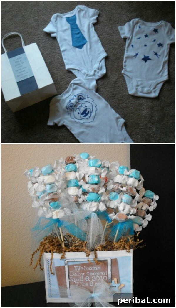 25 Heart-Melting Baby Shower Gift Ideas 15 Baby shower 'sandwiches' crafted from folded baby washcloths and small baby items.