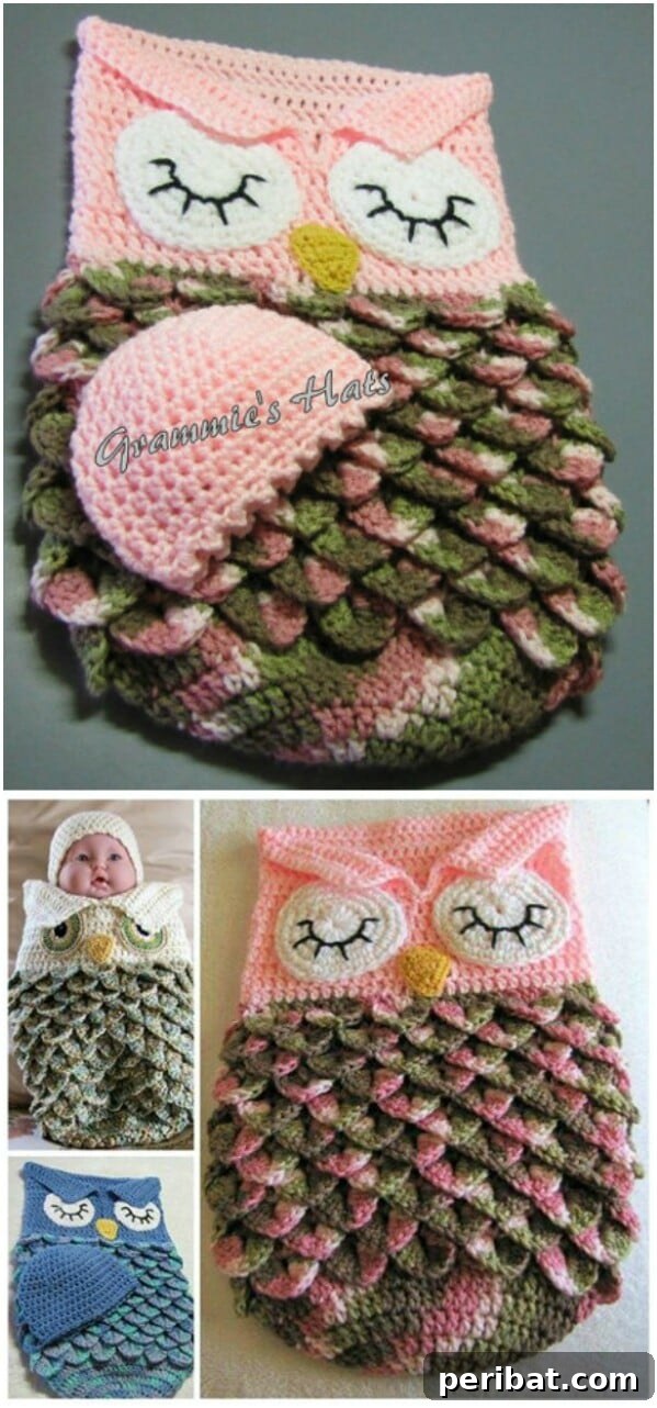 25 Heart-Melting Baby Shower Gift Ideas 4 Handmade pink owl baby cocoon and matching cap for newborns.