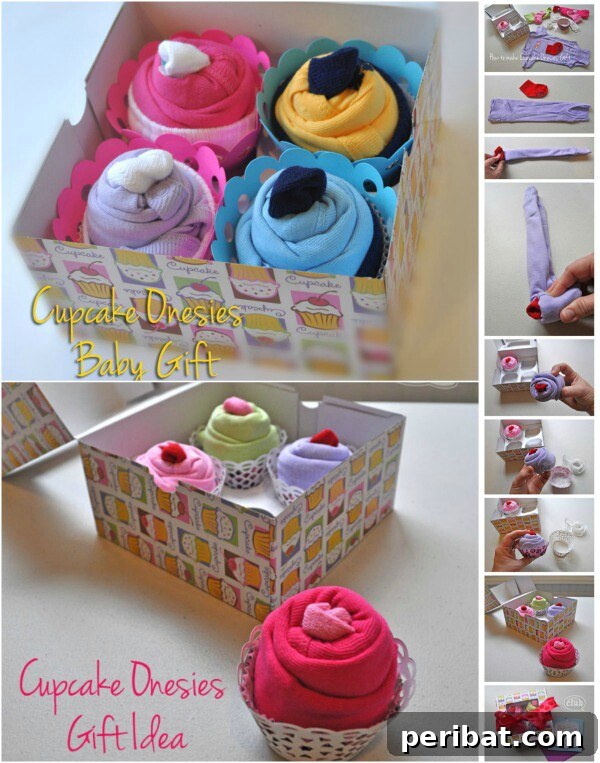 25 Heart-Melting Baby Shower Gift Ideas 9 Baby onesies artfully folded and presented as delicious cupcakes.