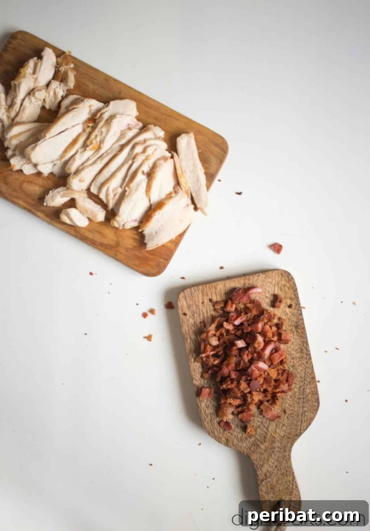 Chicken, Bacon, Spinach Spaghetti: A Modern Classic 4 Preparing chicken breasts and bacon.