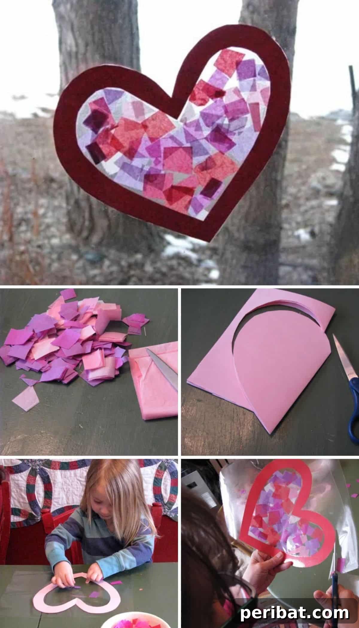 Sweet and Simple Valentine's Day Crafts for Children 17 Tissue Paper Stained Glass Heart