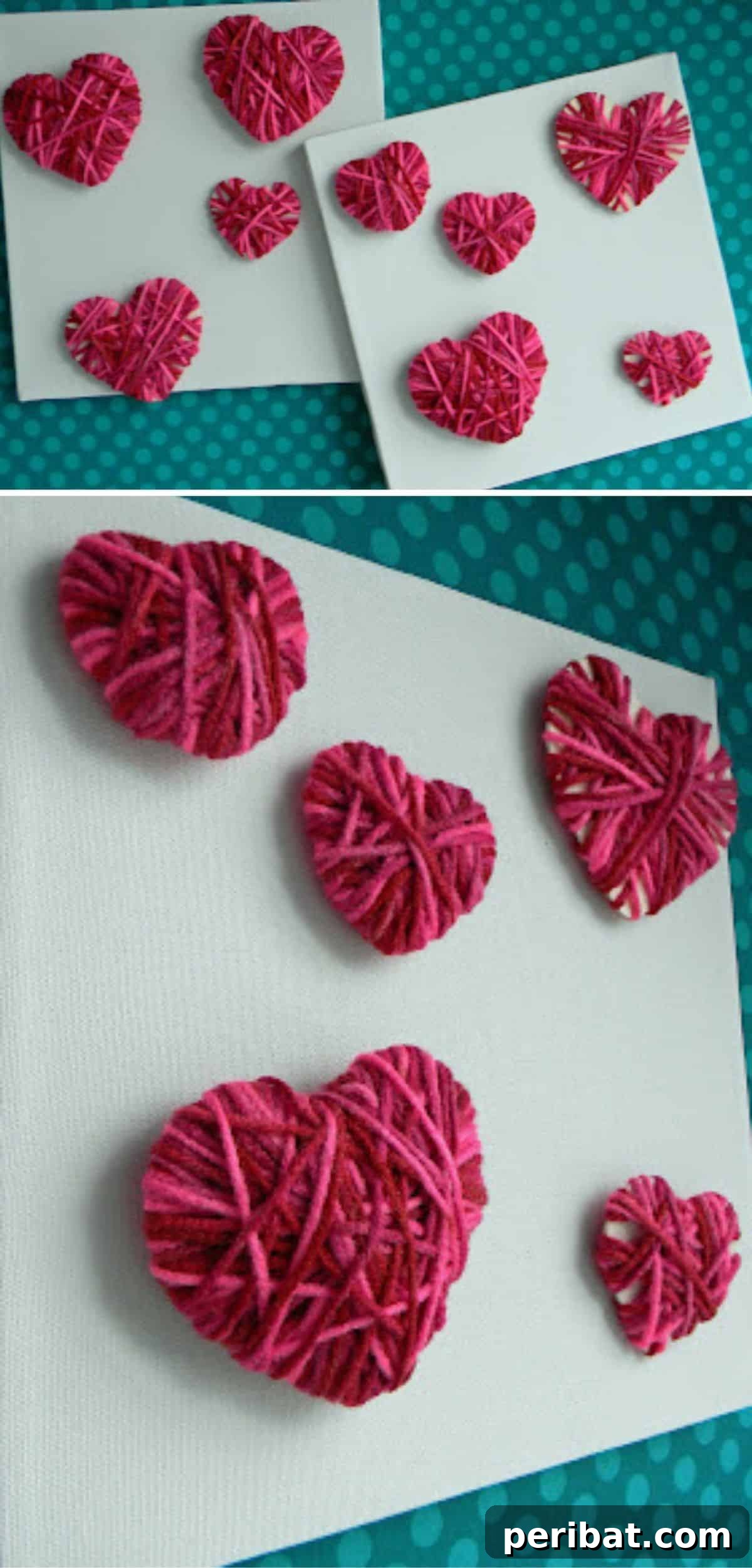 Sweet and Simple Valentine's Day Crafts for Children 21 Yarn Wooden Hearts