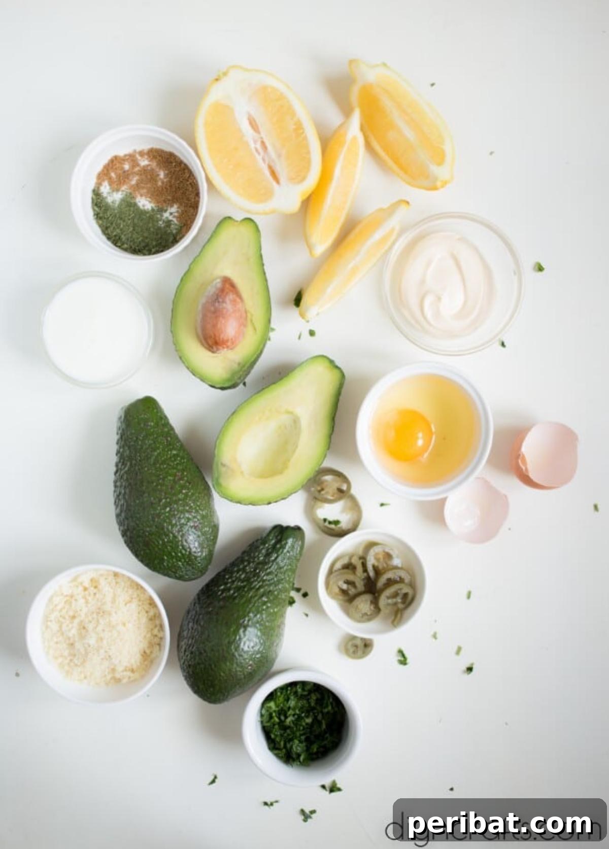 Ingredients for baked avocado.