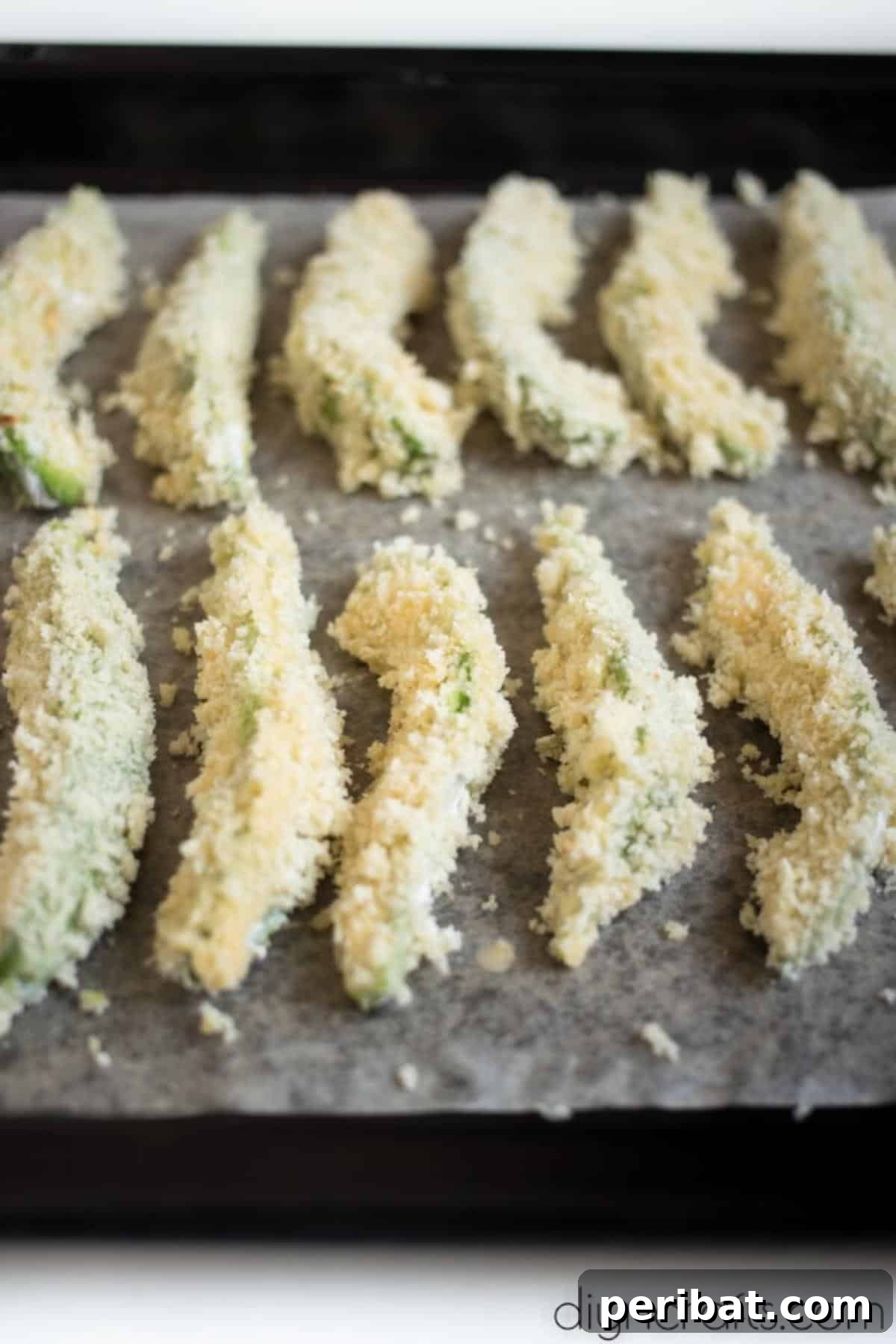 Avocado slices before cooking them.