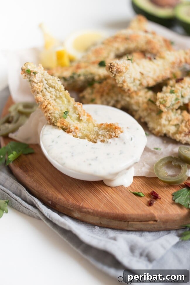 Baked Avocado Fries With Jalapeno Sauce