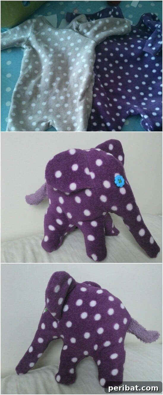 Adorable Polka Dot Elephant Stuffed Animal made from a baby onesie