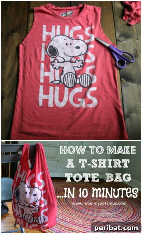Small tote bag made from an upcycled baby t-shirt