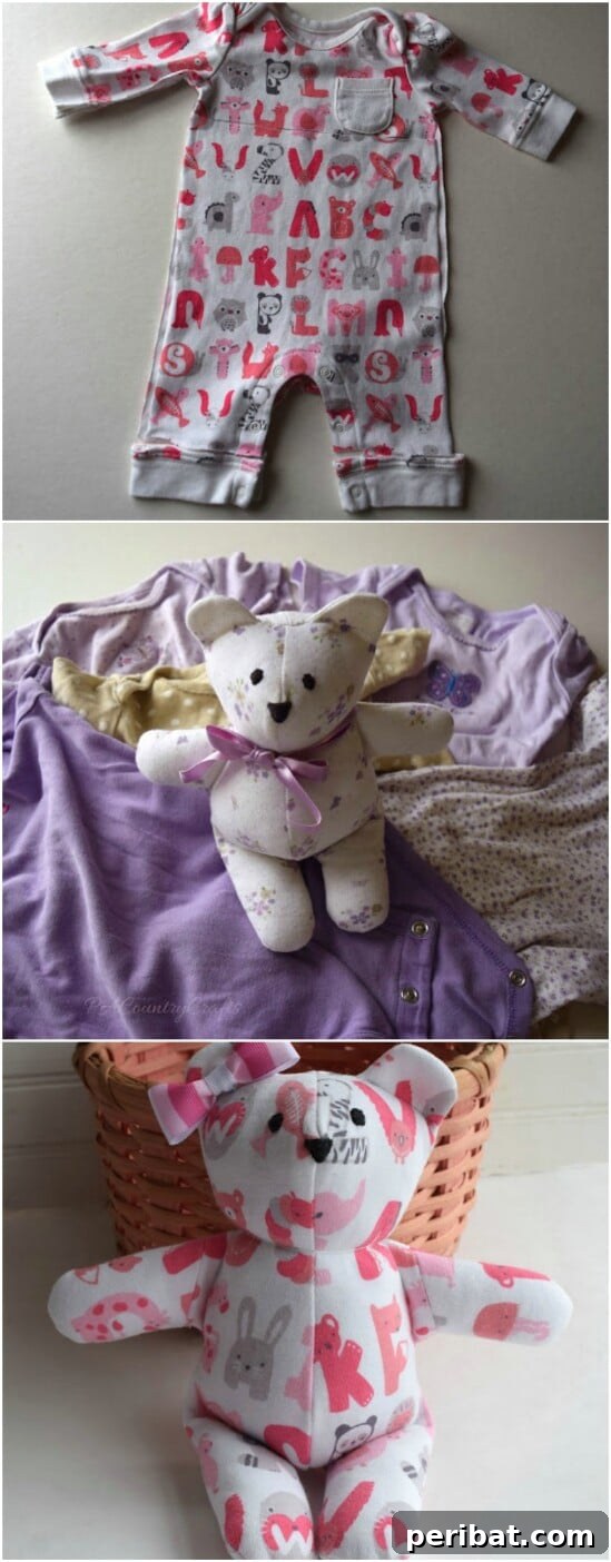Handmade Memory Bear crafted from a baby's old clothing