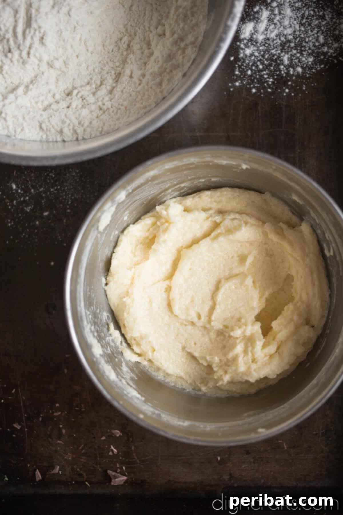 Timeless Delight: Effortless Chocolate Chip Cookies 4 Creaming butter and sugar for a smooth cookie batter.
