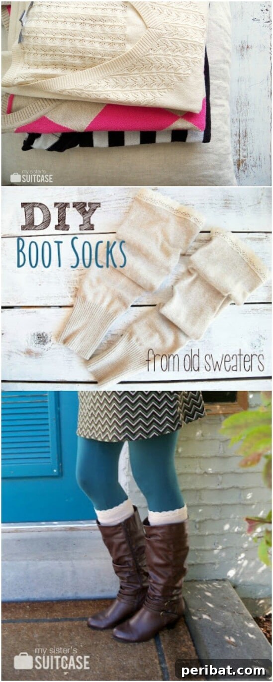 Sweater Salvation: Crafting New Life from Old Knits 12 DIY Boot Socks - 50 Amazingly Creative Upcycling Projects For Old Sweaters