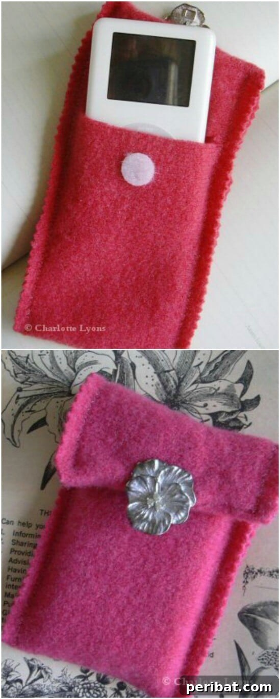Sweater Salvation: Crafting New Life from Old Knits 14 Cozy iPod/Smartphone case - 50 Amazingly Creative Upcycling Projects For Old Sweaters