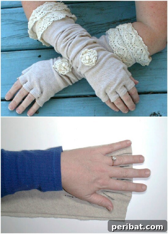Sweater Salvation: Crafting New Life from Old Knits 17 Linen And Lace Fingerless Gloves - 50 Amazingly Creative Upcycling Projects For Old Sweaters