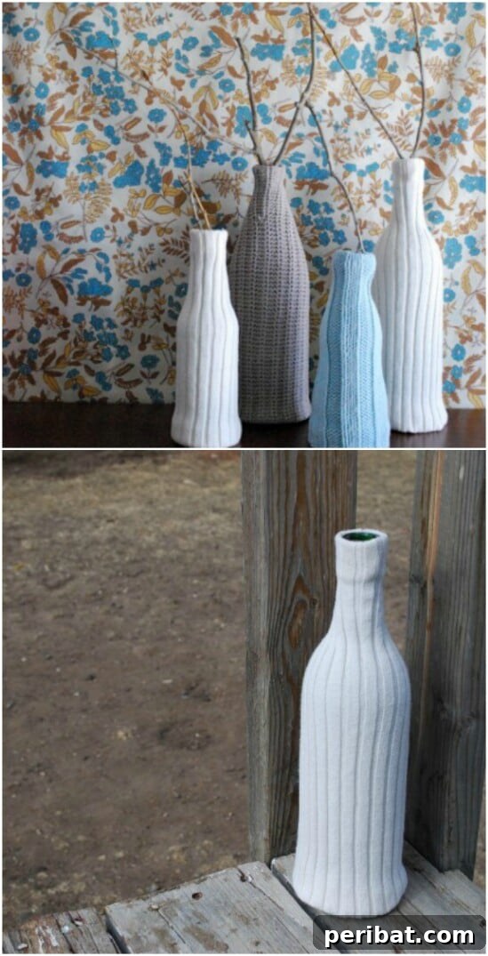 Sweater Salvation: Crafting New Life from Old Knits 22 Recycled Sweater Vase - 50 Amazingly Creative Upcycling Projects For Old Sweaters