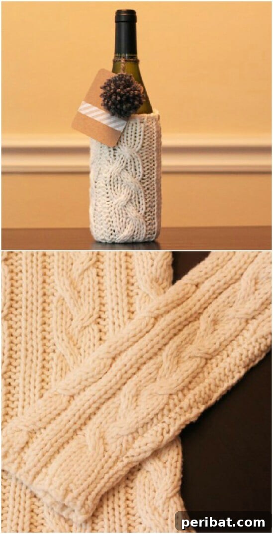 Sweater Salvation: Crafting New Life from Old Knits 23 Winter Wine Bottle Wrap - 50 Amazingly Creative Upcycling Projects For Old Sweaters