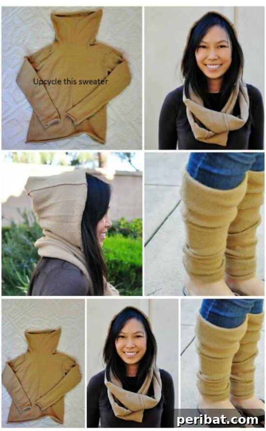 Sweater Salvation: Crafting New Life from Old Knits 37 DIY Scarf And Leg Warmers - 50 Amazingly Creative Upcycling Projects For Old Sweaters