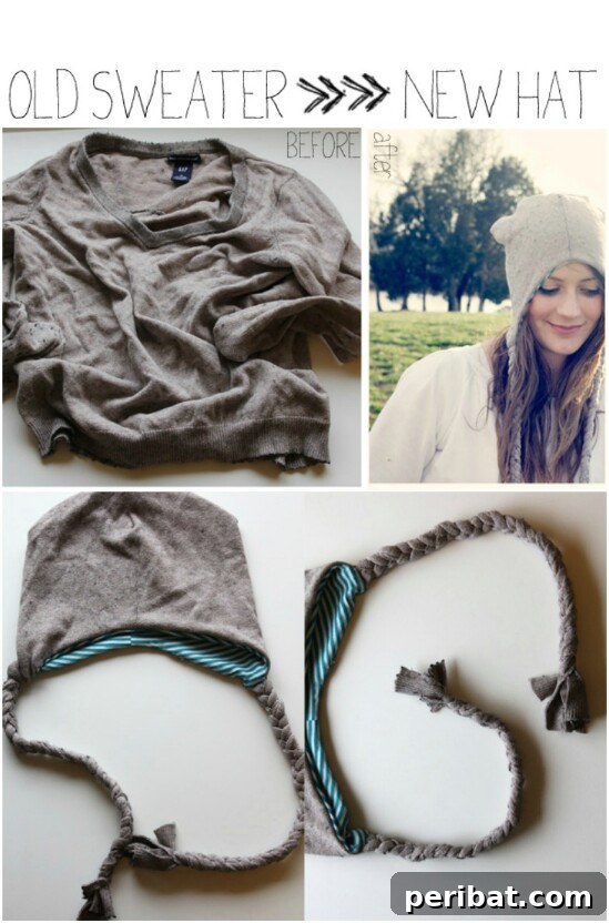Sweater Salvation: Crafting New Life from Old Knits 4 Snowy Day Hat - 50 Amazingly Creative Upcycling Projects For Old Sweaters